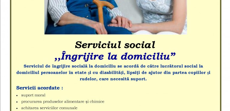 Serviciul ”Îngrijire socială la domiciliu”